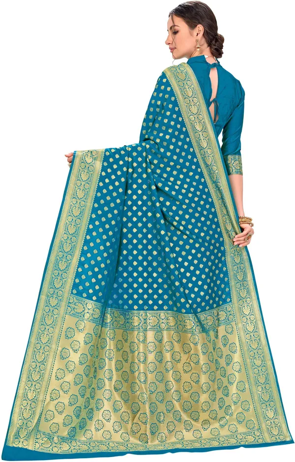 Firozi_Banarasi_Silk_Blend_Jacquard_Woven_Saree_For_Women_|_With_Blouse_Piece