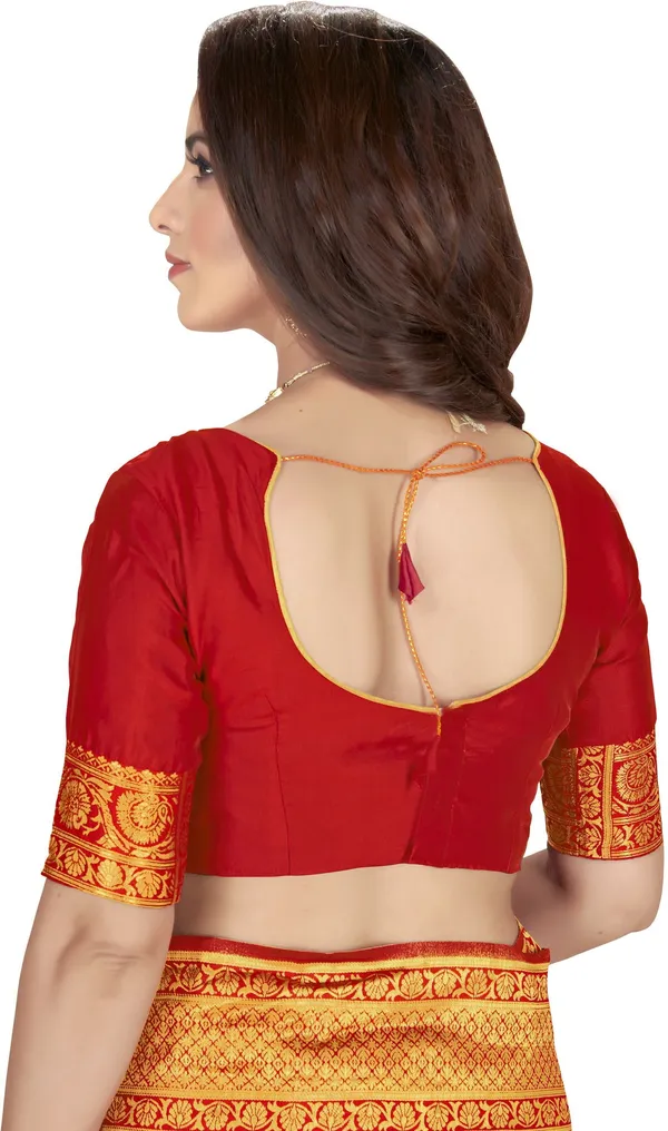 Red_Banarasi_Silk_Blend_Woven_Jacquard_Saree_For_Women_|_With_Blouse_Piece