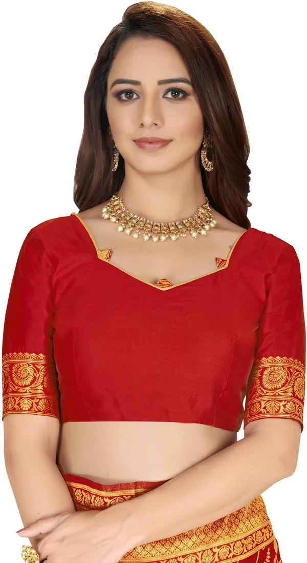Red_Banarasi_Silk_Blend_Woven_Jacquard_Saree_For_Women_|_With_Blouse_Piece