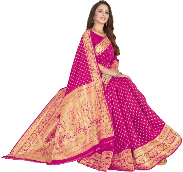 Pink_Banarasi_Silk_Blend_Jacquard_Woven_Saree_For_Women_|_With_Blouse_Piece