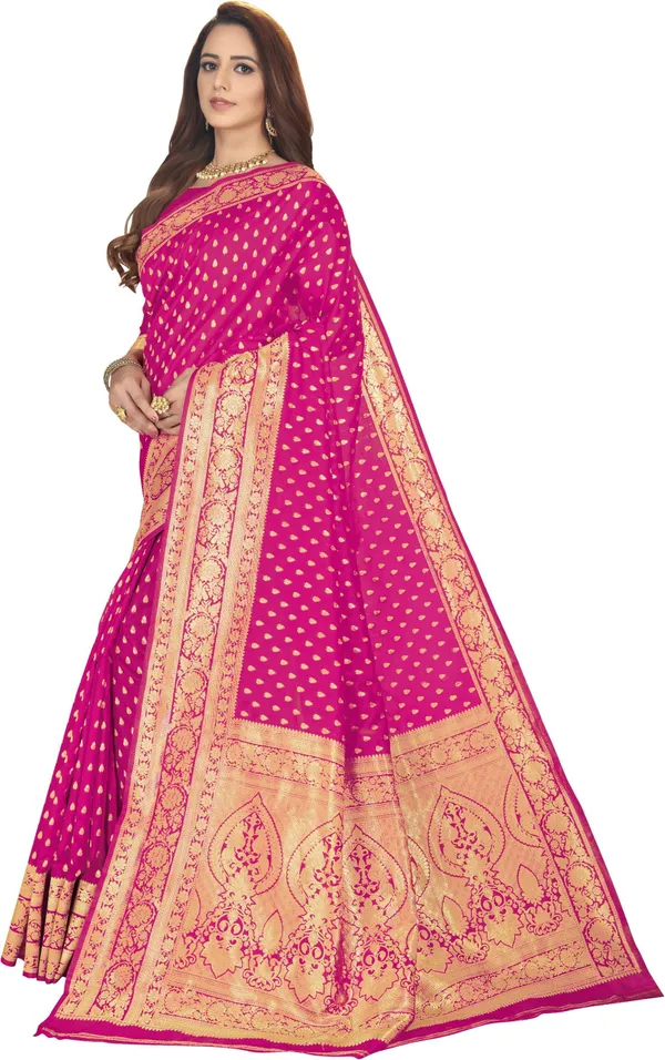 Pink_Banarasi_Silk_Blend_Jacquard_Woven_Saree_For_Women_|_With_Blouse_Piece