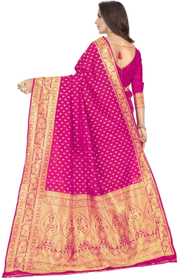 Pink_Banarasi_Silk_Blend_Jacquard_Woven_Saree_For_Women_|_With_Blouse_Piece