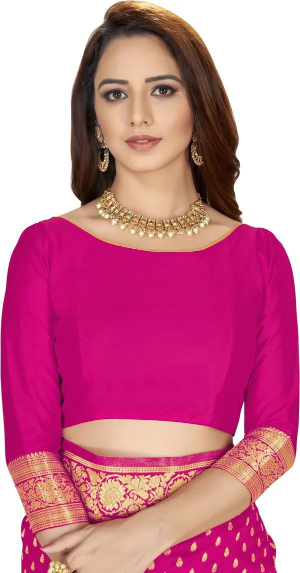 Pink_Banarasi_Silk_Blend_Jacquard_Woven_Saree_For_Women_|_With_Blouse_Piece