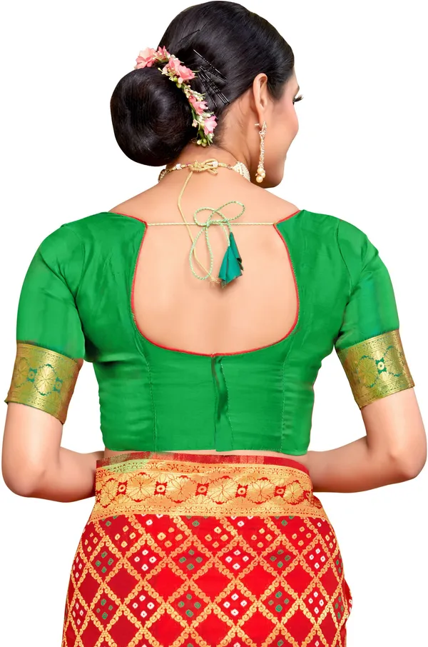 Red_Banarasi_Silk_Blend_Jacquard_Bandhani_Woven_Saree_For_Women_|_With_Blouse_Piece