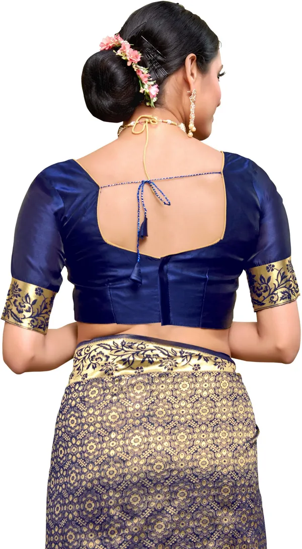 Dark_Blue_Georgette_Woven_Kanjivaram_Jacquard_Saree_For_Women_|_With_Blouse_Piece