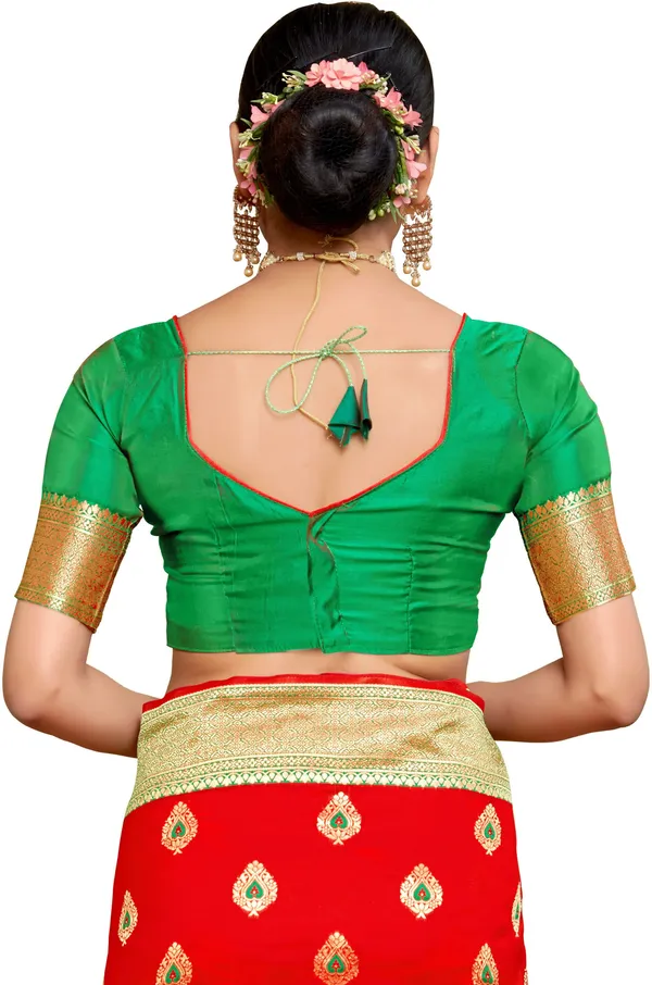 Red_Banarasi_Silk_Blend_Woven_Jacquard_Saree_For_Women_|_With_Blouse_Piece