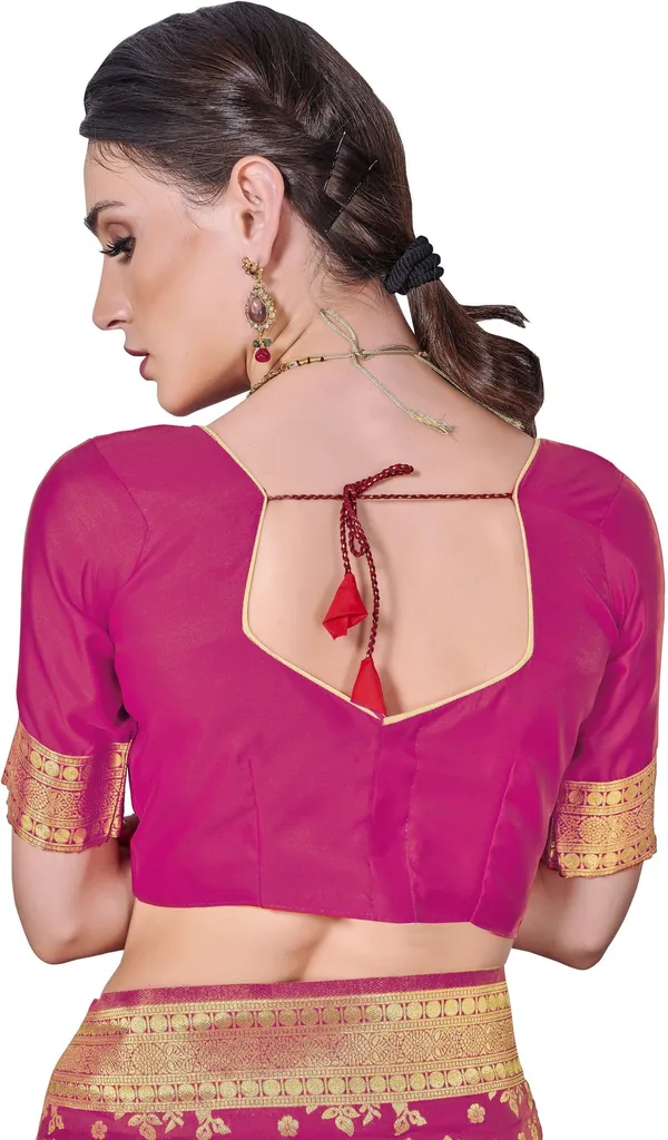 Pink_Kanjivaram_Silk_Blend_Jacquard_Floral_Print_Saree_For_Women_|_With_Blouse_Piece