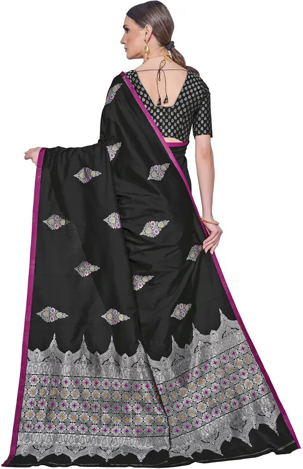 Black_Georgette_Woven_Jacquard_Saree_For_Women_|_With_Blouse_Piece