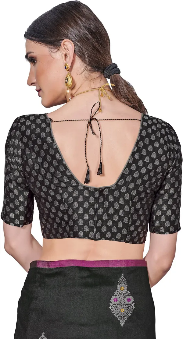 Black_Georgette_Woven_Jacquard_Saree_For_Women_|_With_Blouse_Piece