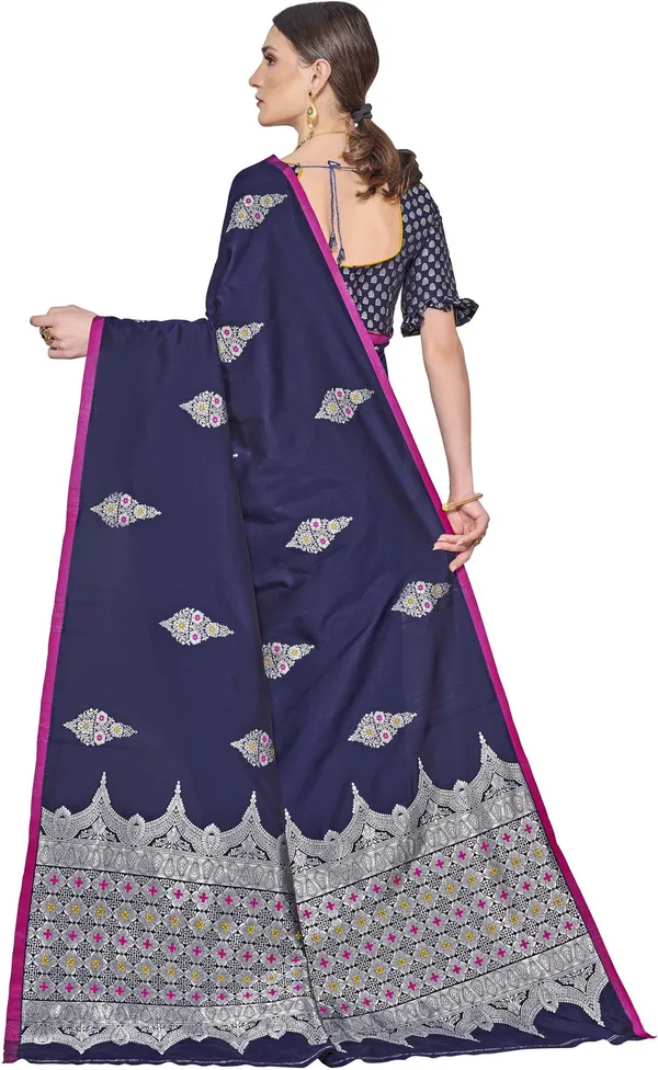 Dark_Blue_Georgette_Kanjivaram_Jacquard_Woven_Saree_For_Women_|_With_Blouse_Piece
