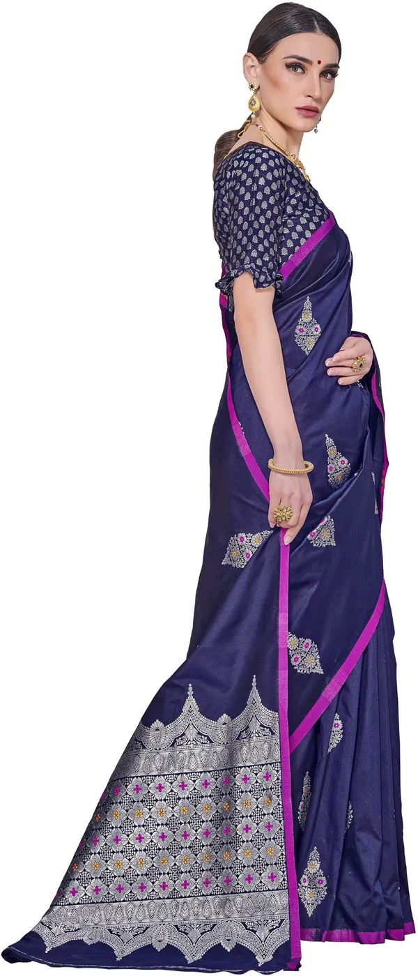 Dark_Blue_Georgette_Kanjivaram_Jacquard_Woven_Saree_For_Women_|_With_Blouse_Piece