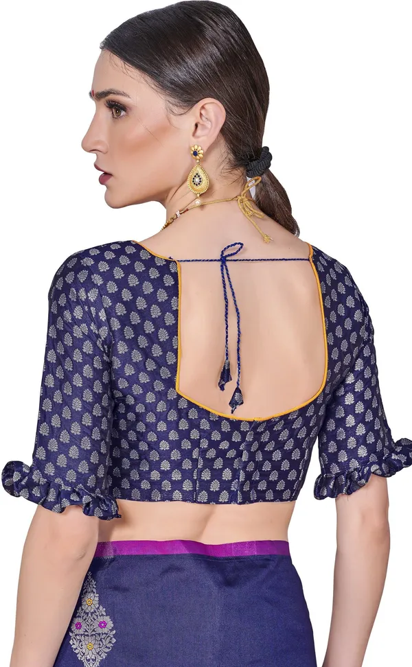 Dark_Blue_Georgette_Kanjivaram_Jacquard_Woven_Saree_For_Women_|_With_Blouse_Piece