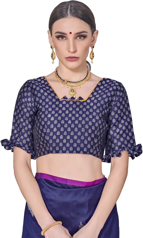 Dark_Blue_Georgette_Kanjivaram_Jacquard_Woven_Saree_For_Women_|_With_Blouse_Piece