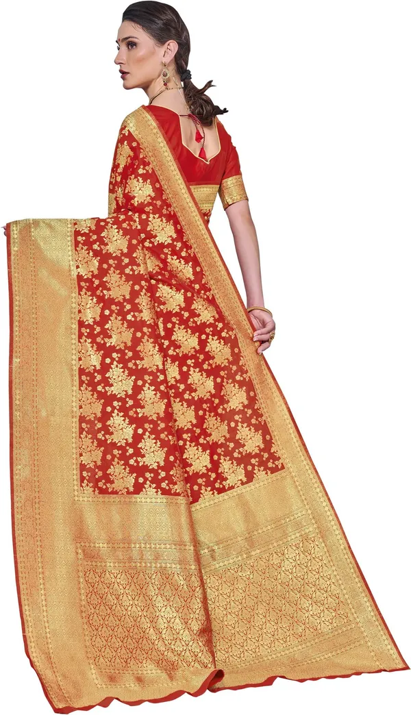 Red_Georgette_Floral_Print_Kanjivaram_Saree_For_Women_|_With_Blouse_Piece
