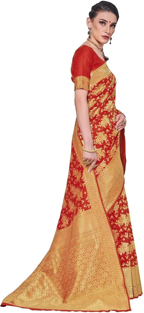 Red_Georgette_Floral_Print_Kanjivaram_Saree_For_Women_|_With_Blouse_Piece