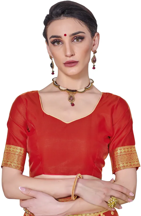 Red_Georgette_Floral_Print_Kanjivaram_Saree_For_Women_|_With_Blouse_Piece