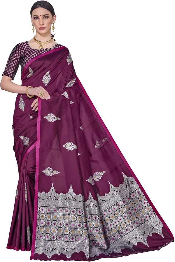 Purple_Banarasi_Silk_Blend_Woven_Jacquard_Saree_For_Women_|_With_Blouse_Piece
