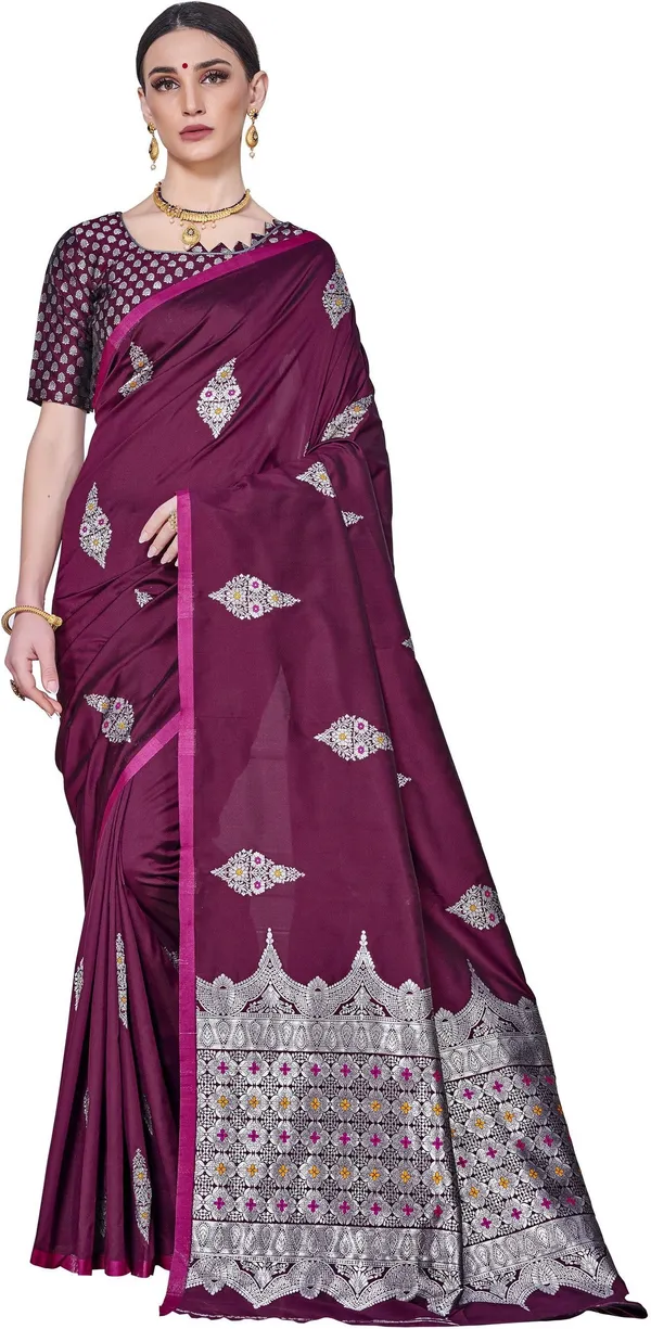 Purple_Banarasi_Silk_Blend_Woven_Jacquard_Saree_For_Women_|_With_Blouse_Piece