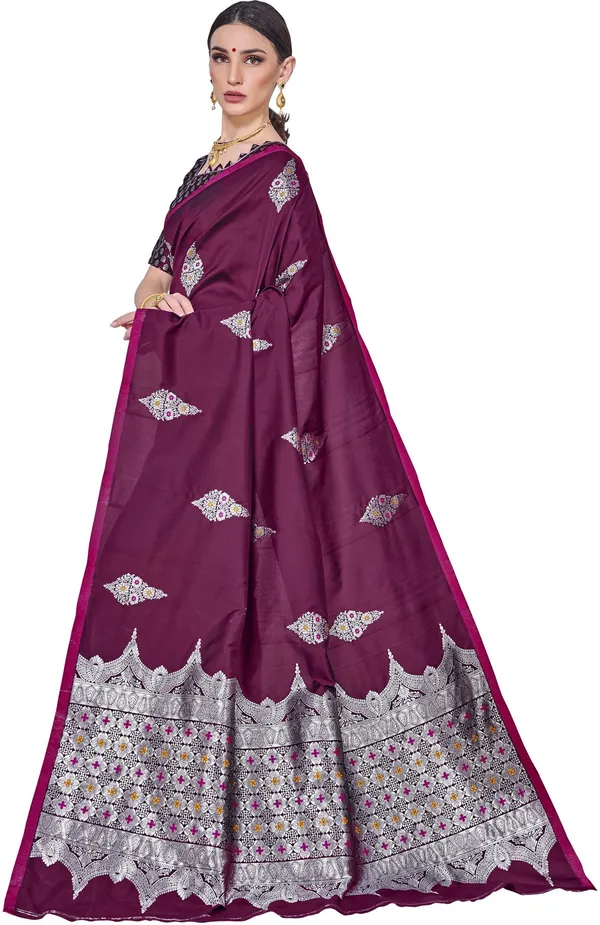 Purple_Banarasi_Silk_Blend_Woven_Jacquard_Saree_For_Women_|_With_Blouse_Piece