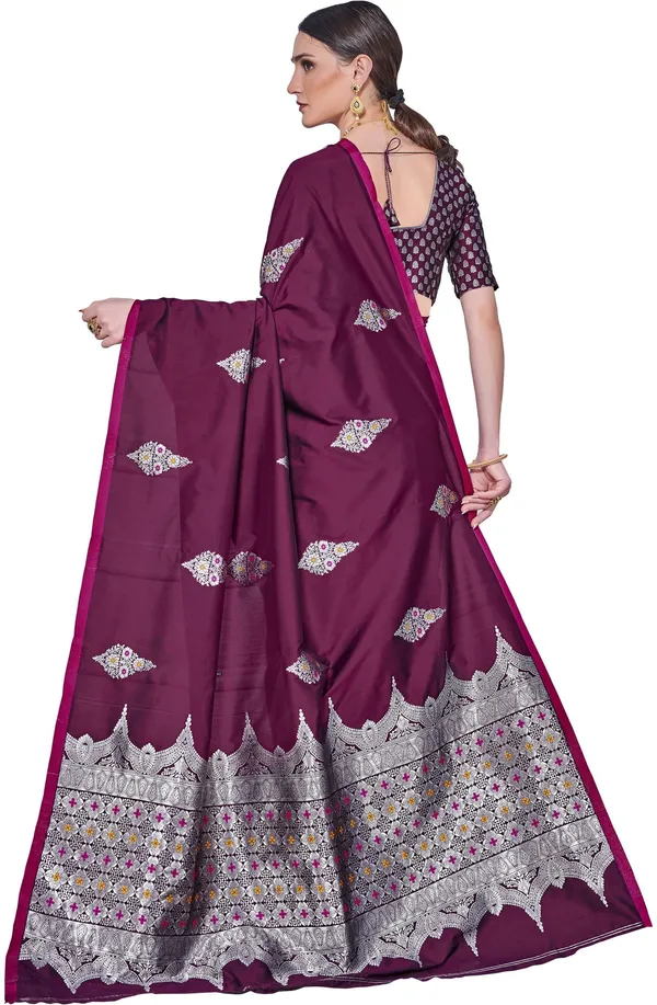 Purple_Banarasi_Silk_Blend_Woven_Jacquard_Saree_For_Women_|_With_Blouse_Piece
