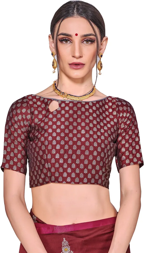 Maroon_Banarasi_Silk_Blend_Jacquard_Woven_Saree_For_Women_|_With_Blouse_Piece