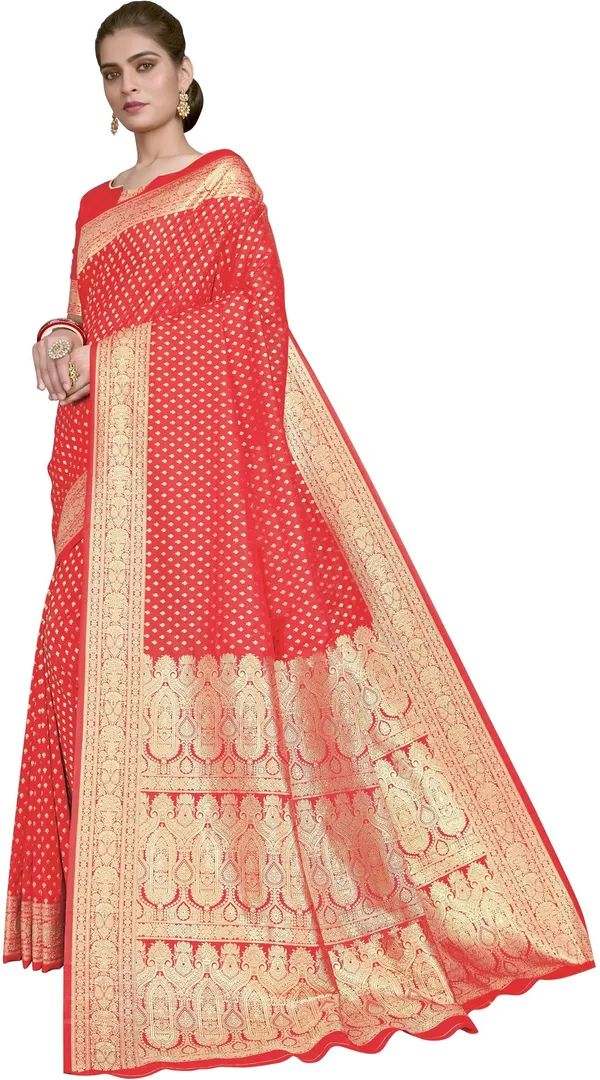 Red_Georgette_Woven_Banarasi_Jacquard_Saree_For_Women_|_With_Blouse_Piece