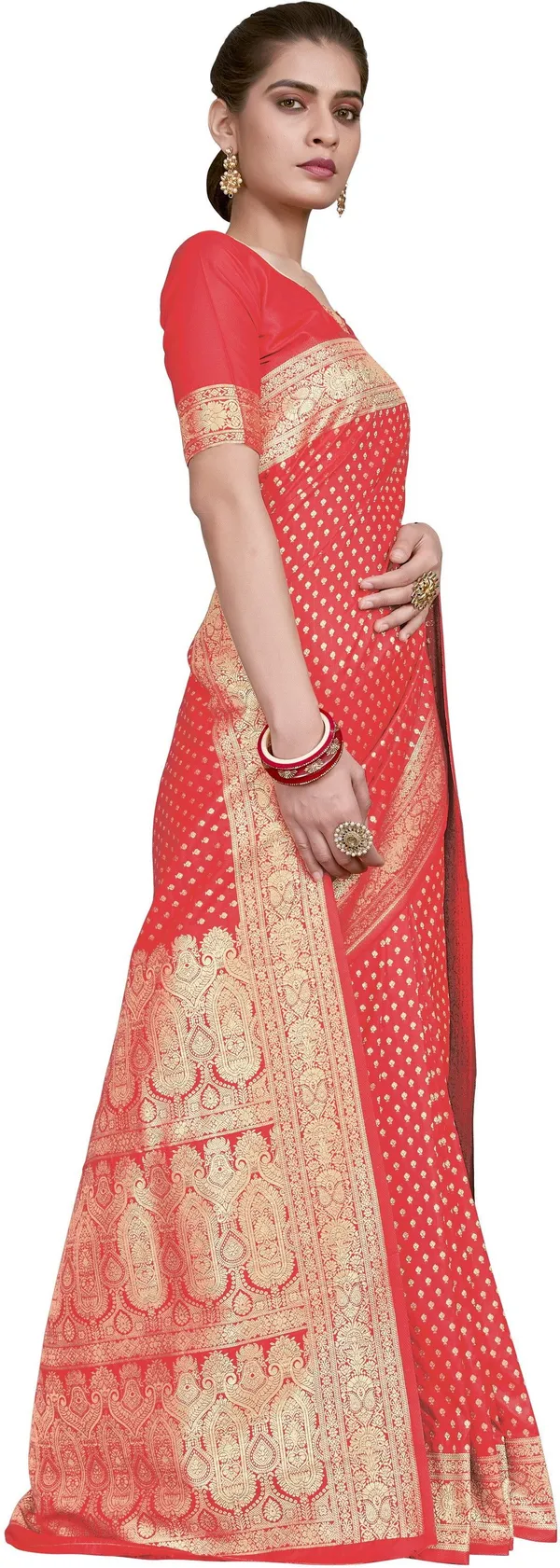 Red_Georgette_Woven_Banarasi_Jacquard_Saree_For_Women_|_With_Blouse_Piece