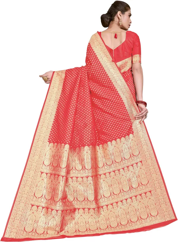 Red_Georgette_Woven_Banarasi_Jacquard_Saree_For_Women_|_With_Blouse_Piece