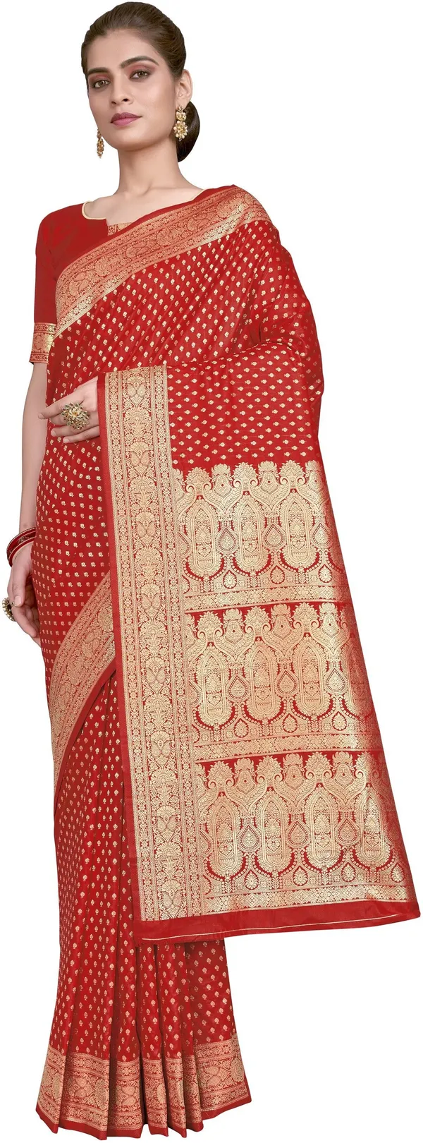 Red_Georgette_Woven_Banarasi_Jacquard_Saree_For_Women_|_With_Blouse_Piece