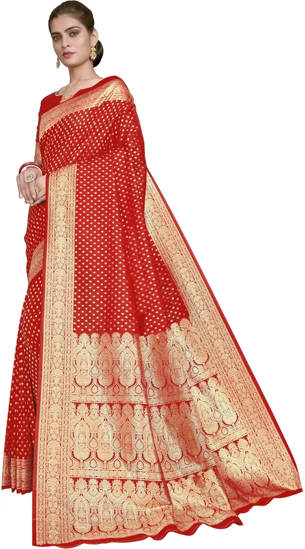 Red_Georgette_Woven_Banarasi_Jacquard_Saree_For_Women_|_With_Blouse_Piece
