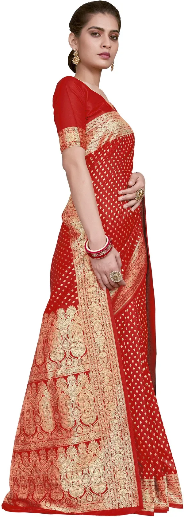 Red_Georgette_Woven_Banarasi_Jacquard_Saree_For_Women_|_With_Blouse_Piece