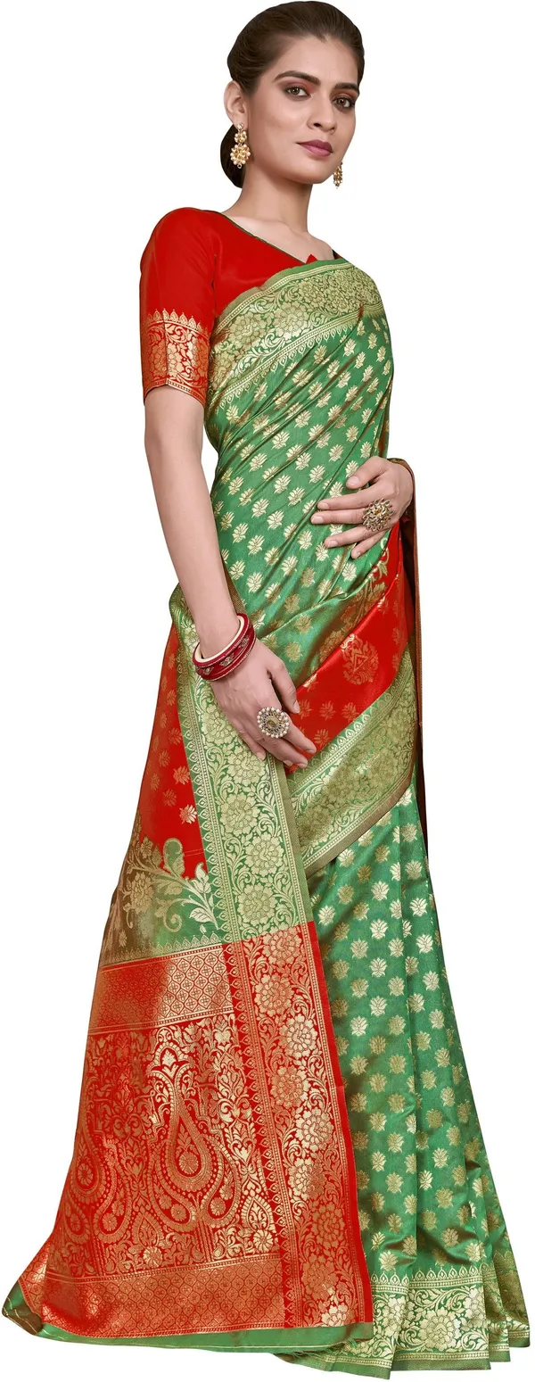 Red_Banarasi_Silk_Blend_Jacquard_Woven_Saree_For_Women_|_With_Blouse_Piece