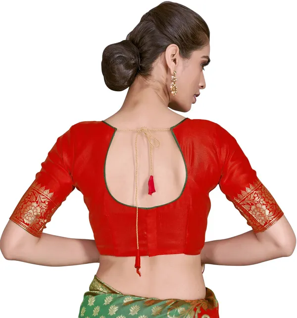 Red_Banarasi_Silk_Blend_Jacquard_Woven_Saree_For_Women_|_With_Blouse_Piece