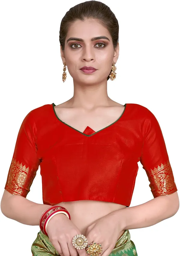 Red_Banarasi_Silk_Blend_Jacquard_Woven_Saree_For_Women_|_With_Blouse_Piece