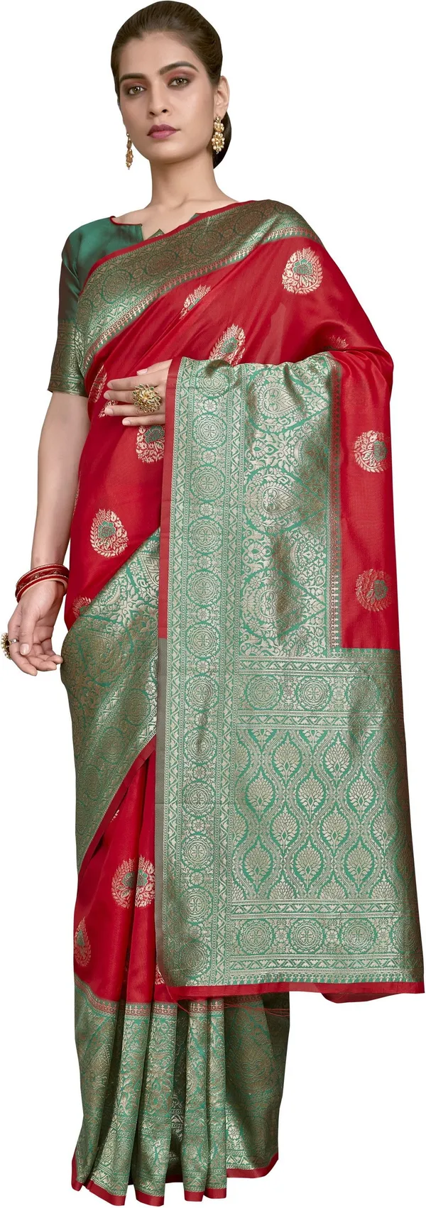 Red_Patola_Silk_Woven_Jacquard_Banarasi_Saree_For_Women_|_With_Blouse_Piece