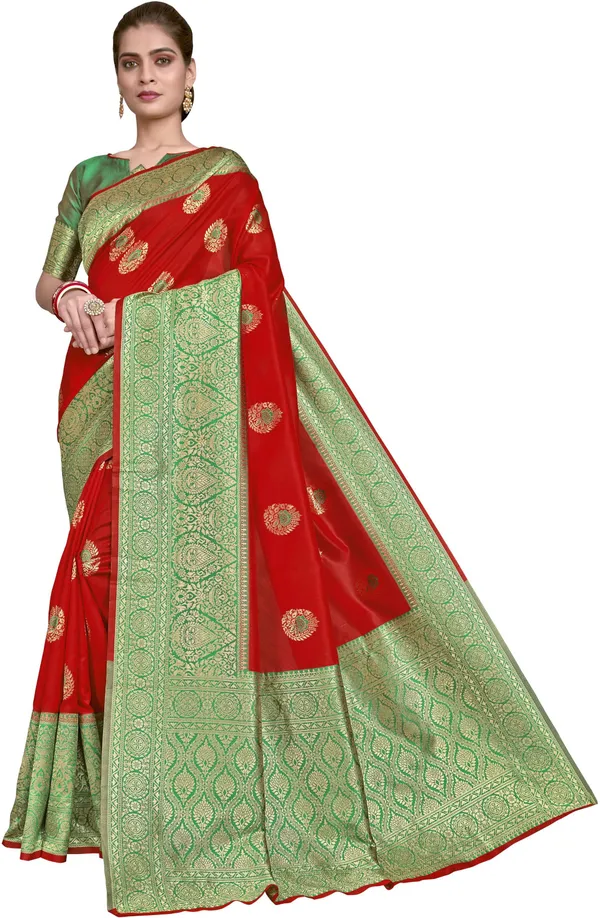 Red_Patola_Silk_Woven_Jacquard_Banarasi_Saree_For_Women_|_With_Blouse_Piece