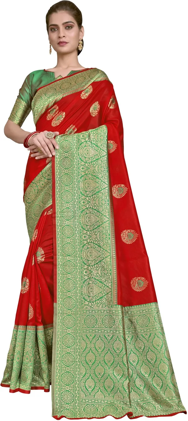 Red_Patola_Silk_Woven_Jacquard_Banarasi_Saree_For_Women_|_With_Blouse_Piece
