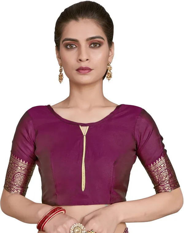 Green_Banarasi_Silk_Blend_Woven_Jacquard_Contrast_Border_Saree_For_Women_|_With_Blouse_Piece