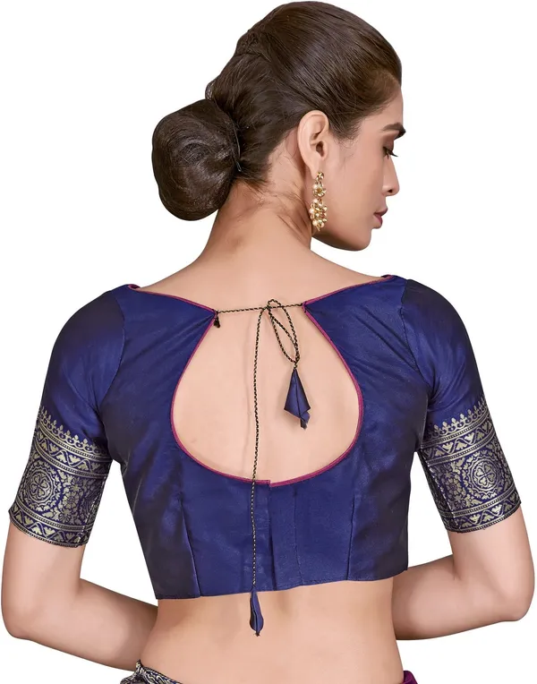 Purple_Blue_Banarasi_Silk_Blend_Woven_Jacquard_Saree_For_Women_|_With_Blouse_Piece