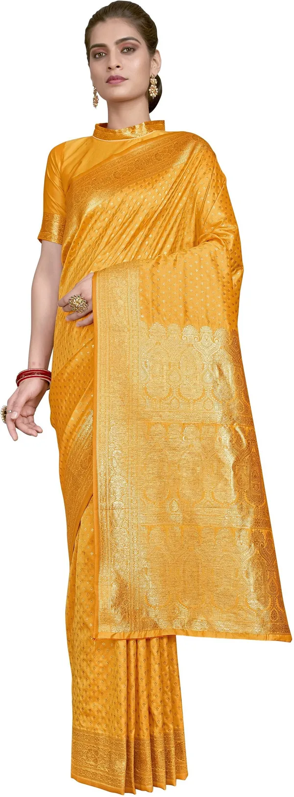 Mustard_Jacquard_Woven_Paithani_Silk_Saree_For_Women_|_With_Blouse_Piece