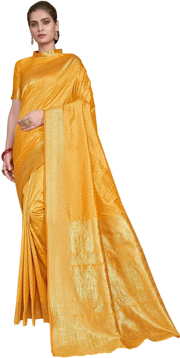Mustard_Jacquard_Woven_Paithani_Silk_Saree_For_Women_|_With_Blouse_Piece