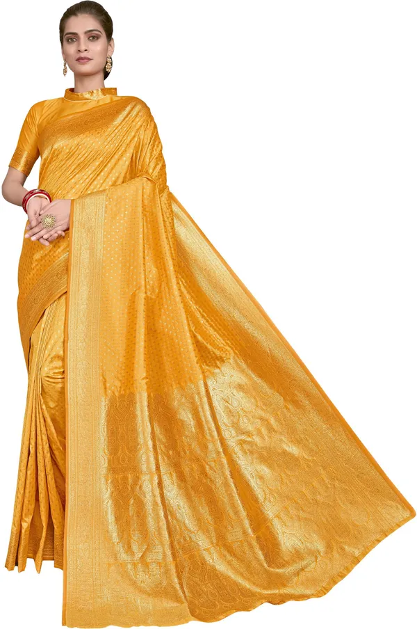 Mustard_Jacquard_Woven_Paithani_Silk_Saree_For_Women_|_With_Blouse_Piece