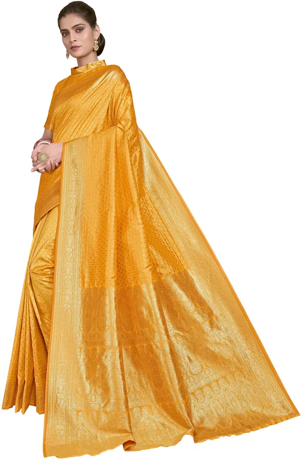 Mustard_Jacquard_Woven_Paithani_Silk_Saree_For_Women_|_With_Blouse_Piece