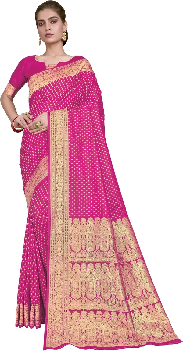 Pink_Georgette_Woven_Banarasi_Jacquard_Saree_For_Women_|_With_Blouse_Piece