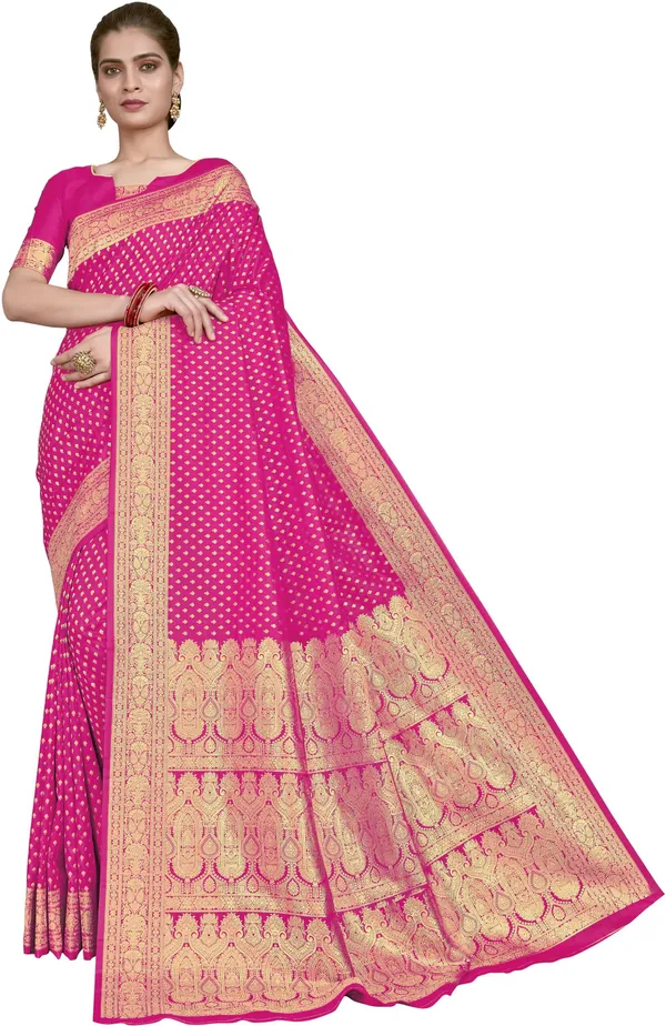 Pink_Georgette_Woven_Banarasi_Jacquard_Saree_For_Women_|_With_Blouse_Piece