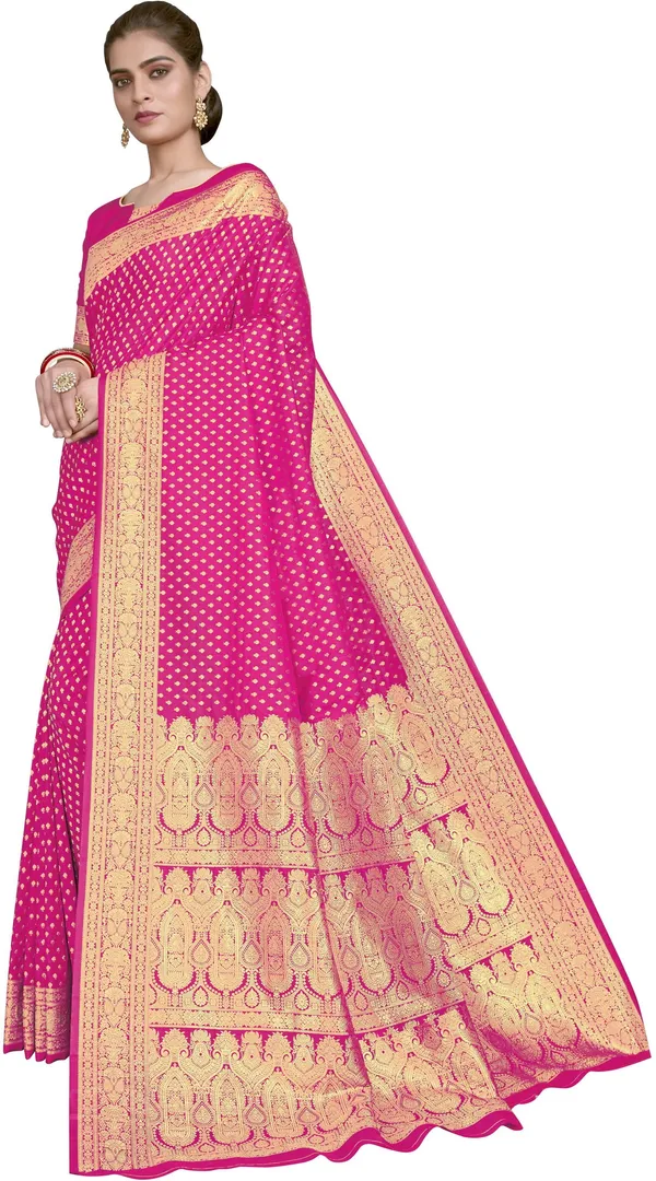 Pink_Georgette_Woven_Banarasi_Jacquard_Saree_For_Women_|_With_Blouse_Piece