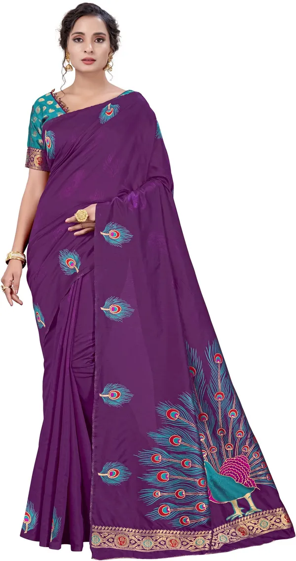 Purple_Georgette_Jacquard_Embroidered_Bollywood_Saree_For_Women_|_With_Blouse_Piece