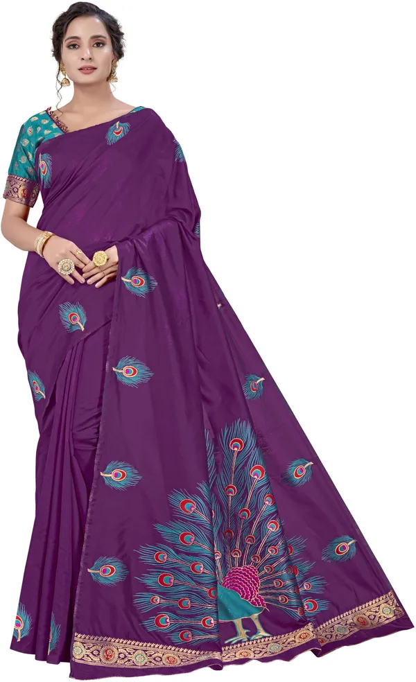 Purple_Georgette_Jacquard_Embroidered_Bollywood_Saree_For_Women_|_With_Blouse_Piece