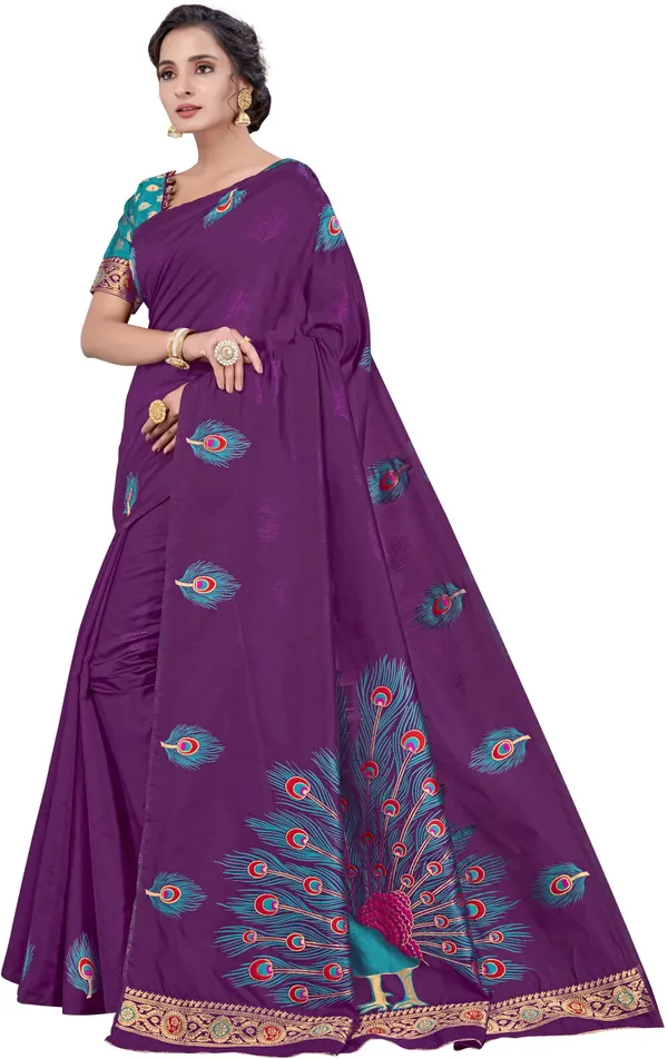 Purple_Georgette_Jacquard_Embroidered_Bollywood_Saree_For_Women_|_With_Blouse_Piece