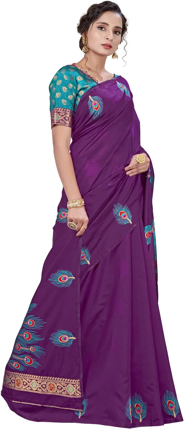Purple_Georgette_Jacquard_Embroidered_Bollywood_Saree_For_Women_|_With_Blouse_Piece